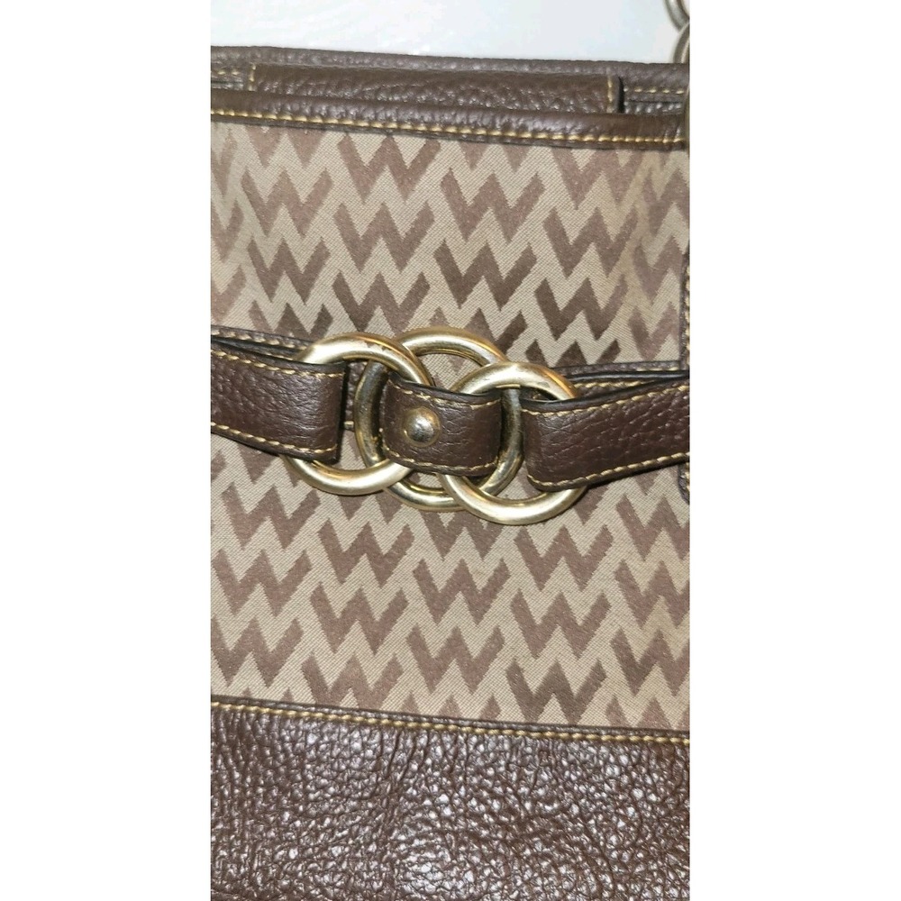 Vtg Y2K Wilson Leather Brown Signature Belt Accent Leather Trim Shoulder Handbag - Picture 2 of 8